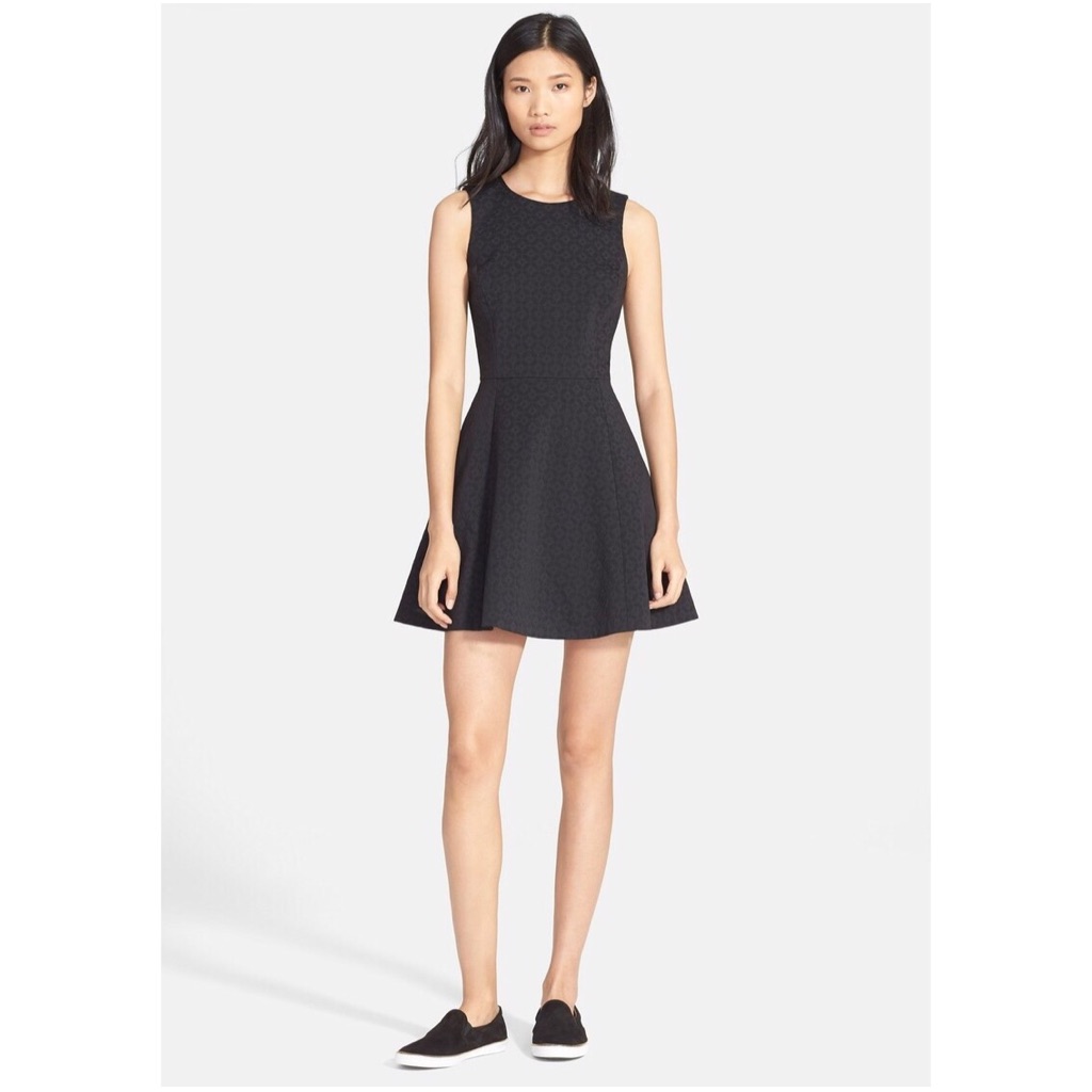 Theory Black Jacquard Tillora Fit & Flare Dress